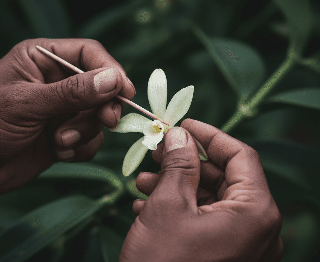 Pollinisation manuelle de la fleur de vanille - Geste ancestral malgache